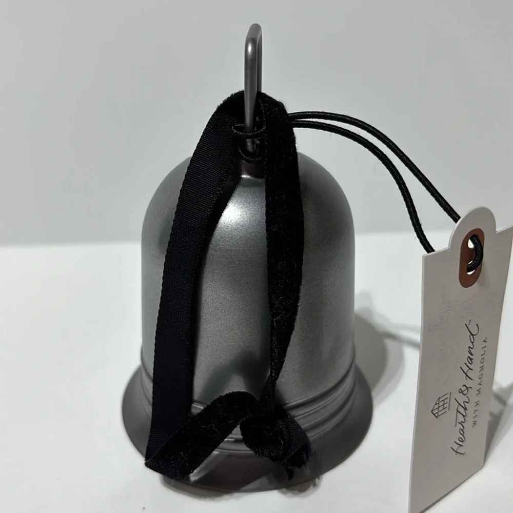 Hearth & Hand 4” Silver Bell with Black Ribbon